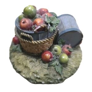 Vintage Home Interiors Fall Apple Basket Candle Jar Topper 11778 Cottagecore